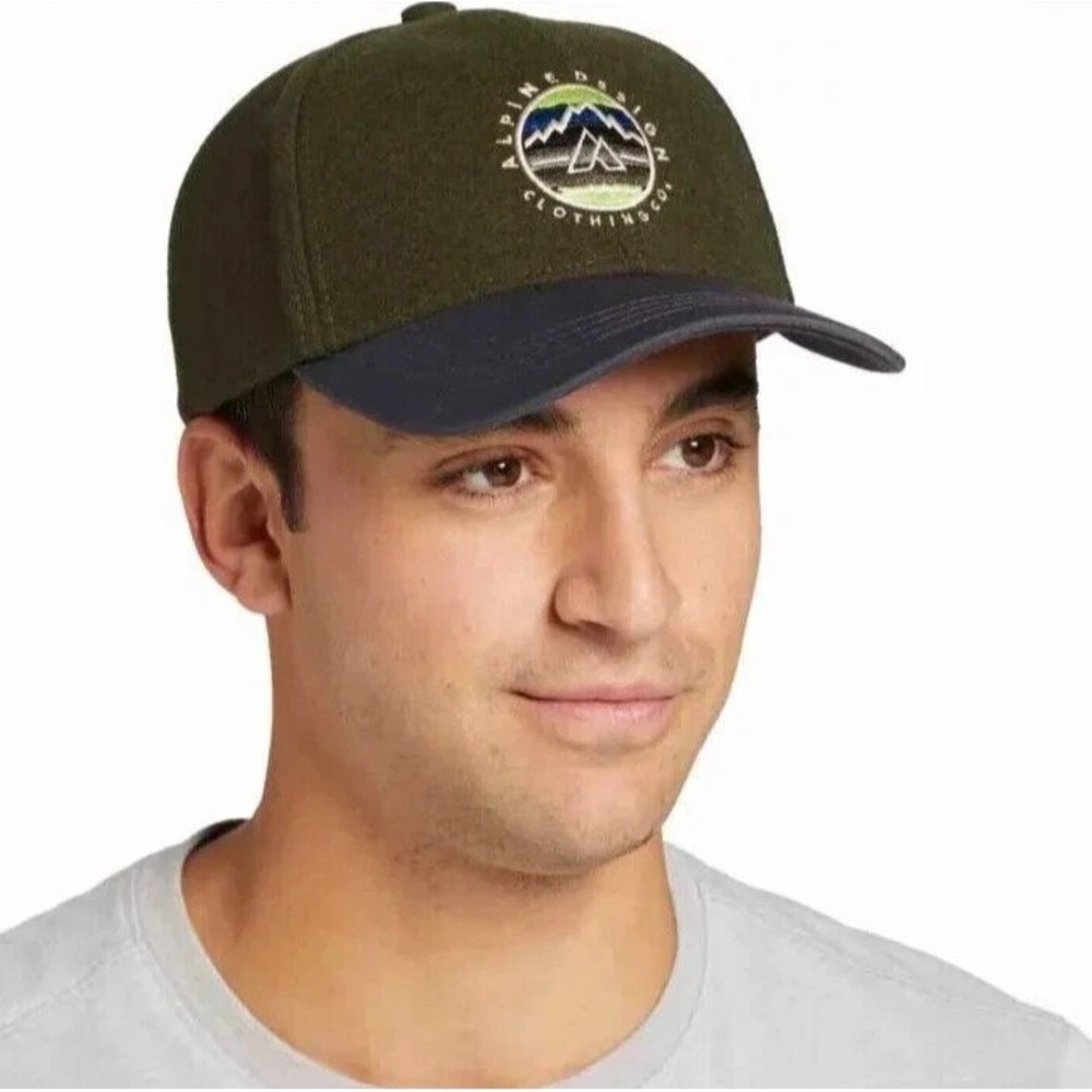 Alpine Design Men's Faux Melton Patch Cap OS Olive Green Wool Blend Snapback